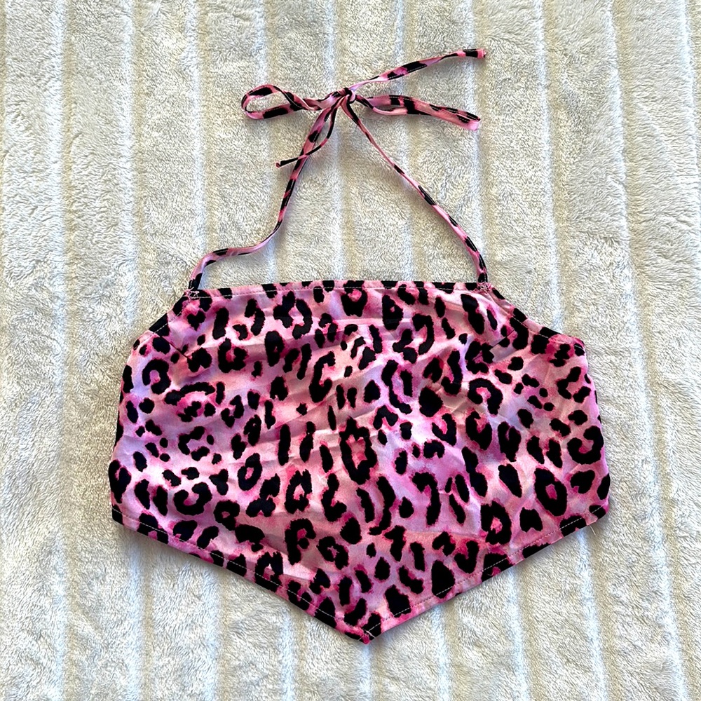 Pink Cheetah Tie Back Top